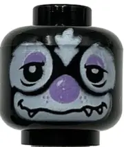 Lego New Black Minifigure Head Dual Sided Alien Chima Skunk Fur Sleepy Part