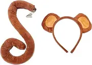 Monkey Ears Headband,Cosplay Headdress - Animal Ears Headband and Tail Set Cosplay Headdress for Costume Accessory