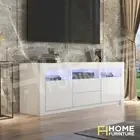 TV Stand Cabinet Gloss Entertainment Unit RGB LED 2 Doors 2 Drawers 200CM White