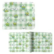 New Keroppi Hasunoue Pattern HELLO KITTY BiFold Wallet Credit Card Billfold