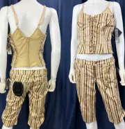 NWT Y2K Baby Phat Corset top Pants 2 Piece Set Striped Logo 2000s Vtg L Rare