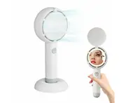 Mini Handheld Fan with LED Light Makeup Mirror Rechargeable Portable Fan White