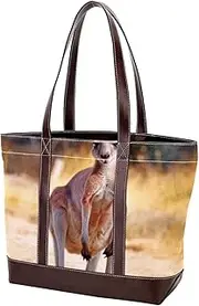 [Generic] The Tote Bag For Women,Tote Bag With Zipper,Canvas Tote Bag,Animal Portrait Kangaroo Handbags