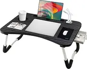 Laptop Desk,Lap Desk, Foldable Desk Bed Tray, Lap Desk for Bed with USB Charge Port/Cup Holder/Storage Drawer for Multi-Function Notebook Stand for Working,Reading