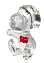 Unused Baccarat Welcome Snoopy Peanuts Crystal Object Figure Clear Figurine Ba