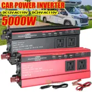 5000W Smart Car Power Inverter DC 12V/24V To AC110V Home RV Solar Converter 4USB