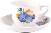 Dobrush 8 oz. / 250 ml Porcelain Teacup and Saucer Tea Pair "Crocus".