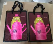 (2) Trader Joe's Reusable Shopping Grocery Bag - PERKY - Unicorn Owl Coffee Pot