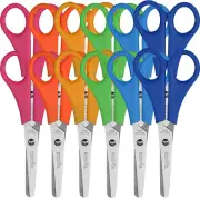 12-Pack 5" Blunt Tip Kids' Scissors, Assorted Colors for Crafts, Paper Cutting