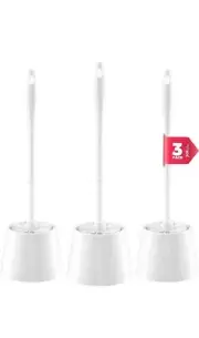 JIGA 3 Pack Toilet Brush and Holder Set, Toilet Bowl Brush with Caddy...