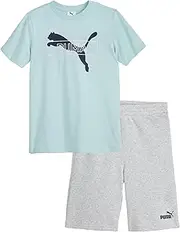 [PUMA] Boys Cotton Jersey Short Sleeve T-shirt & Mesh Short