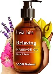 Gya Labs Relaxing Massage Oil for Sore Muscles - Natural Refreshing Aromatherapy Body Massage Oil for Sore Muscles - with Jojoba, Argan, Sunflower, Almond, Vitamin E & Eucalyptus (200 ml)