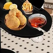 Couch Side Table 360° Rotating Height Adjustable End Table with Phone & Tablet Slots for Home (Black 1pcs)