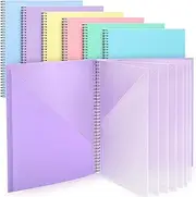 Qilery 6 Pcs Bulk Plastic Spiral Folder with 18 Pockets Project Portfolio Organizer for Documents Papers Homework Folder Binder School Office Supplies (6 Colors)