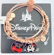 New Disney Parks Alex and Ani Don't Mess with the Bow Rose Gold Bracelet 3pc Set