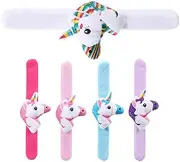 PHENOFICE 5pcs Mixed Color Plush Cartoon Unicorn Slap Bracelet Comfortable Animal Wristbands for Party Supplies for Birthdays and Themed Events