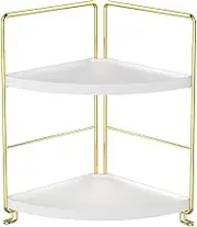 Kaileyouxiangongsi 2-Tier Spice Rack-Corner Bathroom Shelf-Kitchen Triangle Storage Rack - Standing Rack for Bathroom, Living Room, Bedroom, Kitchen (Golden)