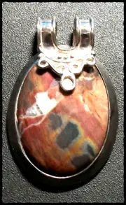 Artisan Made Sterling Silver One Of A Kind Natural Polished Agate Pendant 1.5"