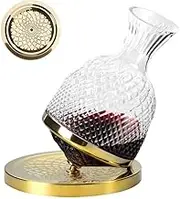 Wine Decanter,1500ml Crystal Wine Decanter with 360° Rotation,Thickened Crystal Glass Golden Base,Golden gyro Rotary Decanter,Enhances Red Wine Flavor,for Whisky and Wine,Wine Lover Gift,Party