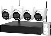 4X Wireless Security Camera System Set with 1TB Hard Drive Round WiFi 1080P Home CCTV with 8CH NVR Indoor Night Vision Surveillance Recorder System
