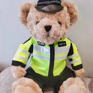 【萌寶】新款交警警察小熊公仔泰迪熊爆款同款超萌熊貓玩偶機車熊送禮物帥