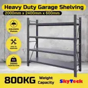 2M(L) X 2.4M(H) WAREHOUSE METAL SHELVING SHOP SHED RACKING SYSTEM 800KG - D