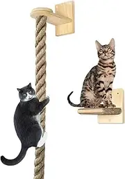 Wall Mount Cat Tree With Climbing Rope, Cat Climbing Tower Toy With Scratching Post Kitten Rope Ladder With Jumping Plat Form, Flexible Simple Assembly Accessory Resting Plat Form 173cm Rope
