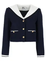 [Self Portrait] Self Portrait-Navy Boucle Contrast Collar Blazer And Suits Blu-Donna 12UK