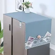 Namzi 1 piece double door refrigerator dust cover single door cover cloth washing machine microwave lace flower oil proof waterproof dust cover 140 * 55cm (blue)