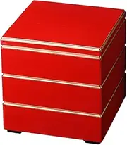 J-Kitchens Excursion Bento Box, Made in Japan, 3 Tiers, 8.3 Inches, Shallow School Store, Heavy Vermilion Gold 9.8 x 9.8 x 6.8 inches (25.0 x 25.0 x 17.3 cm)