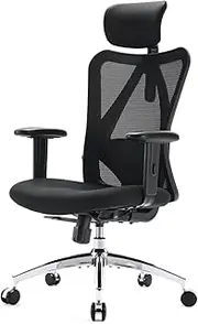 SIHOO M18 Ergonomic Desk Chair, Swivel Chair with Adjustable Lumbar Support, Headrest and Armrest, Height Adjustment and Rocker Function, Back-Friendly Office Chair, Load Capacity: up to 150 kg