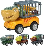 Car Toys,4 Set Carrier Truck Dinosaur Toys | Excavator Game, Push and Go, Transporter Activity, Vehicle Playset for Kids Over 3 Years Old