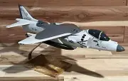Hand Crafted Mahogany Wood AV-8B Jet Plane 17” Table Top Model NEW In Box