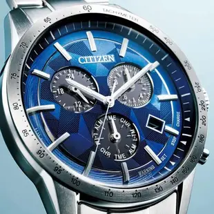 CITIZEN星辰 日本 ‧ 藍限定款 光動能三眼計時腕錶 BL5590-55L