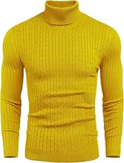 [nine bull] Mens Slim Fit Turtleneck Sweater Cable Knit Thermal Pullover Sweater