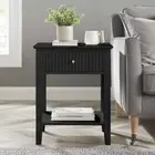 Fluted Side Table 1 Storage Drawer 1 Shelf Bedside Table Nightstand Black