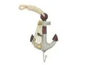 [Pack Of 2] Wooden Rustic Decorative Red and White Anchor with Hook 7"