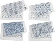 4pcs Blue White Underglaze Pottery Decal Transfer Paper for DIY Decorative Ceramic Decor