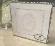 Mud pie, four, 6”, Monogrammed “H” Linen Coasters, New In Box