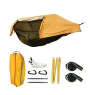 Multi-Functional Insect Net Waterproof Windproof Ultralight Parachute Hammock Aerial Tent Portable Outdoor Camping 270x140cm Orange