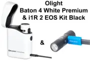 Olight Baton 4 Premium White Flashlight w/Charging Case & I1R 2 EOS Light