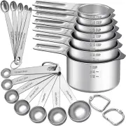 Measuring Cups and Spoons Set, 7 Stainless Steel Nesting Measuring Cups & 7 Spoo