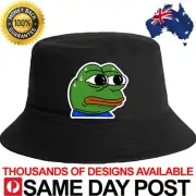 PEPE SWEATING BUCKET HAT - Summer Aussie Funny Trippy Dank Meme Cool Hot Frog
