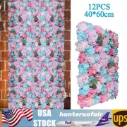 12x Romantic Artificial Flower Wall Hydrangea Rose Backdrop Wedding Decoration