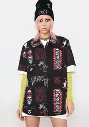 [Learn To Forget] Thrashed Rayon Button Up Shirt