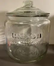 Mason American Vintage 1868 Storage Lidded Glass Jar 200oz. HUGE!