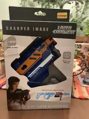 Sharper Image Lazer Conquest 2PC SUPER BLASTER KIT BLUE/ORANGE NEW-+50 Feet