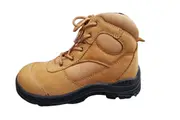 DYN Industrial Steel Cap Boots w Side Zip Safety Work Boots Construction Toe - Honey - US 9