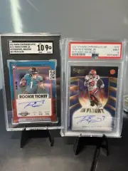 Travis Etienne Two card Rookie lot Including 2 Autographs- College And NFL