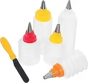 CIYODO 6pcs Cookie Decorating Set Transparent Icing Squeeze Bottles for Cake and Cookie Decoration Baking Accessory with Multiple Nozzle Shapes Easy to Clean for Baking Enthusiasts